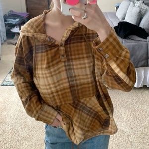 URBAN BROWN FLANNEL HOODIE